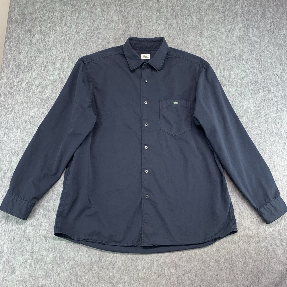 Lacoste Men's Long Sleeve Regular Fit Cotton Blue Shirt 100% COTTON Size 45 XL